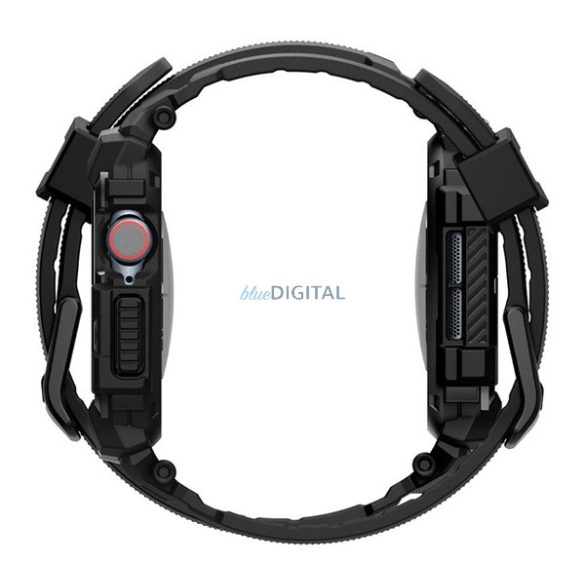 SPIGEN RUGGED ARMOR PRO pótszíj (egyedi méret, szilikon, ütésállóság + szilikon keret) FEKETE Apple Watch Series 10 46mm