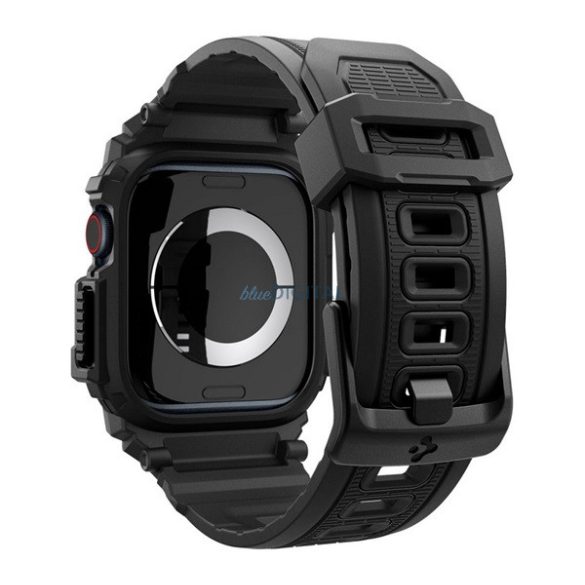 SPIGEN RUGGED ARMOR PRO pótszíj (egyedi méret, szilikon, ütésállóság + szilikon keret) FEKETE Apple Watch Series 10 42mm