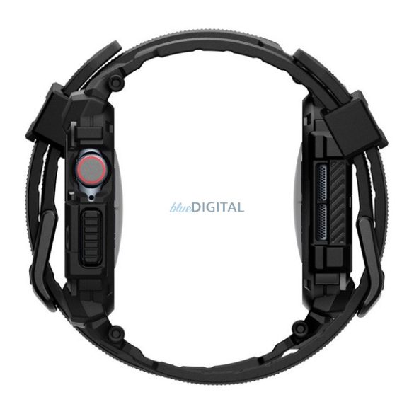 SPIGEN RUGGED ARMOR PRO pótszíj (egyedi méret, szilikon, ütésállóság + szilikon keret) FEKETE Apple Watch Series 10 42mm