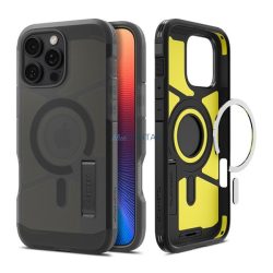   SPIGEN TOUGH ARMOR MAG műanyag telefonvédő (ütésállóság, matt, MagSafe, kitámasztó) FEKETE Apple iPhone 16 Pro 5G