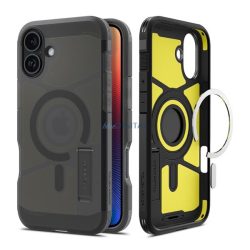   SPIGEN TOUGH ARMOR MAG műanyag telefonvédő (ütésállóság, matt, MagSafe,kitámasztó) FEKETE Apple iPhone 16 5G
