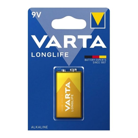 VARTA LONGLIFE tartós elem (6LR61, 9V, alkáli) 1db/csomag