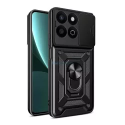   Defender szilikon telefonvédő (ütésállóság, tartógyűrű, kameravédő) FEKETE Honor 200 Smart 5G