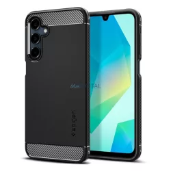   SPIGEN RUGGED ARMOR szilikon telefonvédő (ütésállóság, légpárnás sarok, karbon minta) FEKETE Samsung Galaxy A16 5G (SM-A166), Galaxy A16 4G (SM-A165)