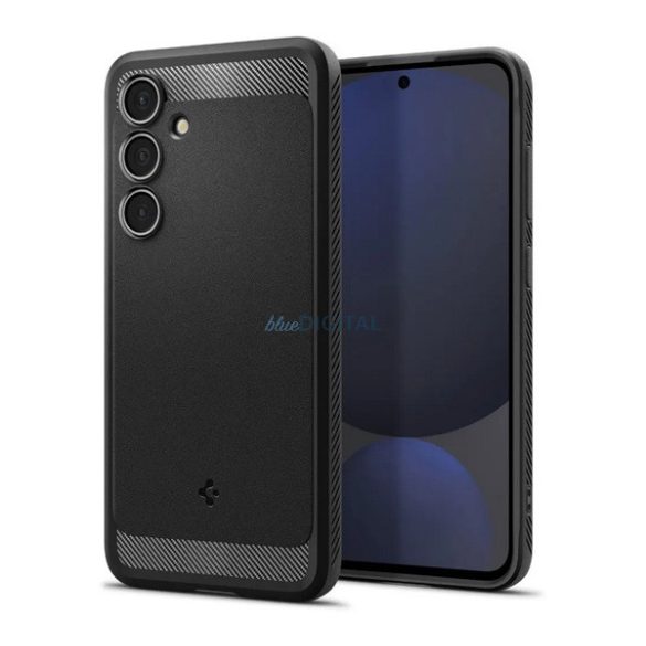 SPIGEN RUGGED ARMOR szilikon telefonvédő (ütésállóság, légpárnás sarok, karbon minta) FEKETE Samsung Galaxy S24 FE 5G (SM-S721)