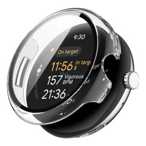 Műanyag keret (BUMPER, ütésállóság + kijelzővédő üveg) ÁTLÁTSZÓ Google Pixel Watch 3 45mm