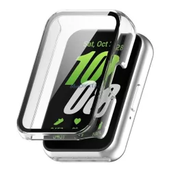   Műanyag keret (BUMPER, ütésállóság + kijelzővédő üveg) ÁTLÁTSZÓ Samsung Galaxy Fit 3