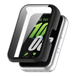   Műanyag keret (BUMPER, ütésállóság + kijelzővédő üveg) FEKETE Samsung Galaxy Fit 3