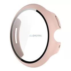   Műanyag keret (BUMPER, ütésállóság + kijelzővédő üveg) RÓZSASZÍN Google Pixel Watch 3 45mm