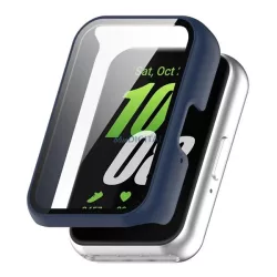   Műanyag keret (BUMPER, ütésállóság + kijelzővédő üveg) SÖTÉTKÉK Samsung Galaxy Fit 3