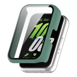   Műanyag keret (BUMPER, ütésállóság + kijelzővédő üveg) SÖTÉTZÖLD Samsung Galaxy Fit 3