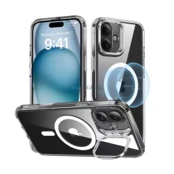   ESR CH HALOLOCK szilikon telefonvédő (ütésállóság, légpárnás sarok, kitámasztó, MagSafe) ÁTLÁTSZÓ Apple iPhone 16 Plus
