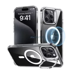   ESR CH HALOLOCK szilikon telefonvédő (ütésállóság, légpárnás sarok, kitámasztó, MagSafe) ÁTLÁTSZÓ Apple iPhone 16 Pro Max