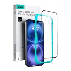   ESR képernyővédő üveg (2.5D, 0.33mm, 9H + segédkeret) FEKETE Apple iPhone 16
