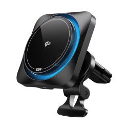  ESR QI2 autós tartó (műszerfalra, szellőzőre, mágneses, LED jelzés, 15W, wireless, gyorstöltő) FEKETE