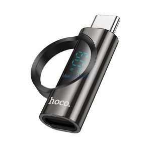 HOCO UA32A adapter (Lightning aljzat - Type-C, adatátvitel és töltés, LED kijelző) FEKETE