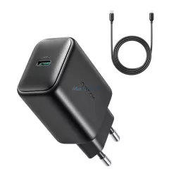   JOYROOM hálózati töltő Type-C aljzat (25W, PD gyorstöltő 3.0 + Type-C kábel) FEKETE