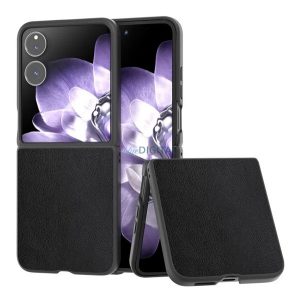 Műanyag telefonvédő (bőr hatású hátlap) FEKETE Xiaomi Mix Flip