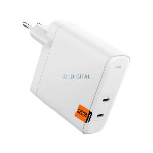 SPIGEN ARCSTATION PRO hálózati töltő 2 Type-C aljzat (140W, GaN, PD gyorstöltő 3.0) FEHÉR