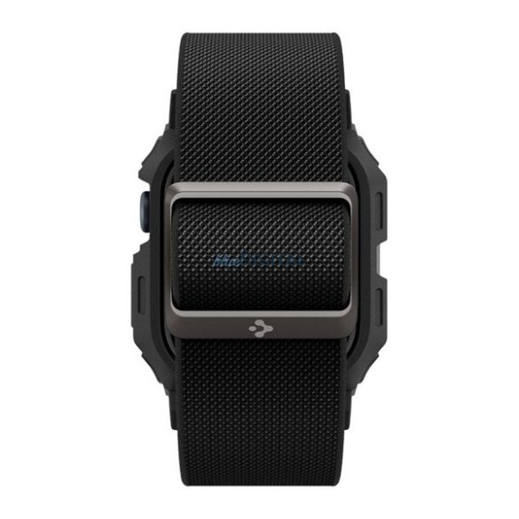 SPIGEN LITE FIT PRO pótszíj (egyedi méret, textil, ütésállóság + szilikon keret) FEKETE Apple Watch Series 10 46mm