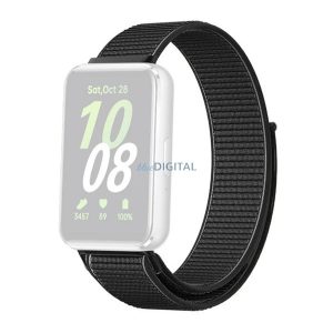 Pótszíj (egyedi méret, nylon, tépőzáras, légáteresztő) FEKETE Samsung Galaxy Fit 3