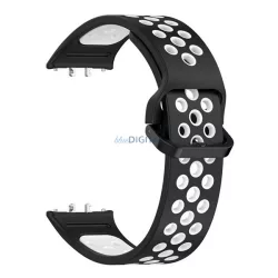   Pótszíj (egyedi méret, szilikon, lyukacsos, légáteresztő) FEKETE/FEHÉR Samsung Galaxy Fit 3