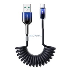   JOYROOM CRYSTAL-CLEAR adatkábel (USB - Type-C, 3A, gyorstöltő, 150cm, spirálkábel) FEKETE