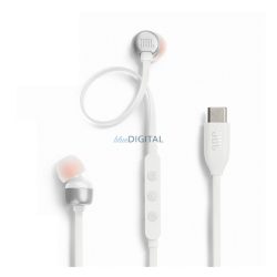   JBL T310 fülhallgató SZTEREO (Type-C, felvevő gomb, lapos kábel) FEHÉR