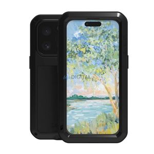 LOVE MEI Powerful defender telefonvédő (fém keret, erős ütésállóság, porálló + képernyővédő üveg) FEKETE Apple iPhone 16 Pro