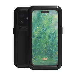   LOVE MEI Powerful defender telefonvédő (fém keret, erős ütésállóság, porálló + képernyővédő üveg) FEKETE Apple iPhone 16