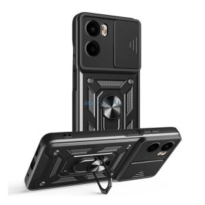 Defender szilikon telefonvédő (ütésállóság, tartógyűrű, kameravédő) FEKETE Motorola Moto G05