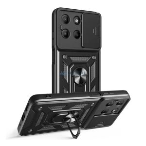 Defender szilikon telefonvédő (ütésállóság, tartógyűrű, kameravédő) FEKETE Motorola Moto G15