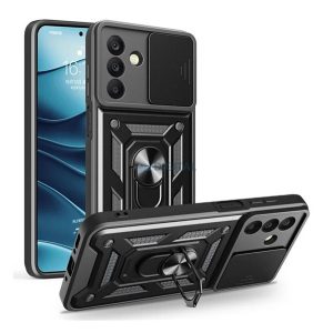 Defender szilikon telefonvédő (ütésállóság, tartógyűrű, kameravédő) FEKETE Samsung Galaxy A26 5G (SM-A266)