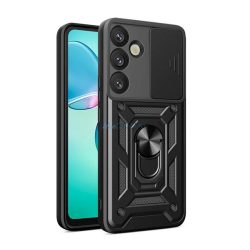   Defender szilikon telefonvédő (ütésállóság, tartógyűrű, kameravédő) FEKETE Samsung Galaxy S25 (SM-S931)