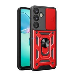   Defender szilikon telefonvédő (ütésállóság, tartógyűrű, kameravédő) PIROS Samsung Galaxy S25 (SM-S931)