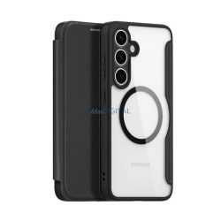   DUX DUCIS SKIN X PRO tok álló, bőr hatású (FLIP, oldalra nyíló, RFID, MagSafe) FEKETE Samsung Galaxy S25 (SM-S931)