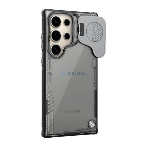 NILLKIN ICEBLADE PROP szilikon telefonvédő (ütésállóság, kameravédő, kitámasztó, MagSafe) FEKETE Samsung Galaxy S25 Ultra (SM-S938)