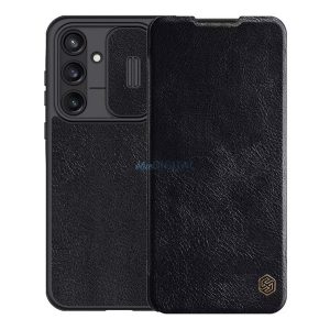 NILLKIN QIN PRO tok álló, bőr hatású (FLIP, oldalra nyíló, kártyazseb, kameravédő) FEKETE Samsung Galaxy S25 Plus (SM-S936)