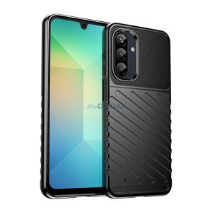 Szilikon telefonvédő (ütésállóság, csíkos, dombor minta) FEKETE Samsung Galaxy A26 5G (SM-A266)