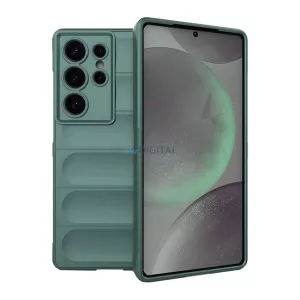 Szilikon telefonvédő (ütésállóság, kameravédő, 3D) SÖTÉTZÖLD Samsung Galaxy S25 Ultra (SM-S938)