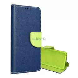   Tok álló, bőr hatású (FLIP, oldalra nyíló, asztali tartó, kártyazseb, textil hatás) KÉK/ZÖLD Samsung Galaxy S25 Plus (SM-S936)