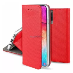   Tok álló, bőr hatású (FLIP, oldalra nyíló, asztali tartó, rombusz) PIROS Samsung Galaxy S25 Plus (SM-S936)