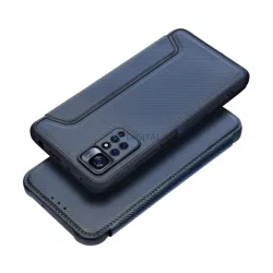   Tok álló, bőr hatású (FLIP, oldalra nyíló, ütésállóság, légpárnás sarok, kameravédő, karbon minta) SÖTÉTKÉK Samsung Galaxy S25 Plus (SM-S936)