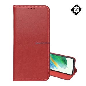 Tok álló, valódi bőr (FLIP, oldalra nyíló, asztali tartó) BORDÓ Samsung Galaxy A26 5G (SM-A266)