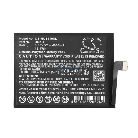 CAMERON SINO Li-Polymer akku (3.85V / 4000mAh, Xiaomi BM4G kompatibilis) FEKETE Xiaomi Mi 9T (Mi 9T Pro)