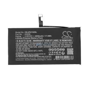 CAMERON SINO Li-Polymer akku (3.85V / 4650mAh, Apple A3039 kompatibilis) FEKETE Apple iPhone 15 Plus