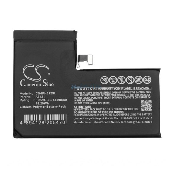 CAMERON SINO Li-Polymer akku (3.85V / 4750mAh, Apple A3121 kompatibilis) FEKETE Apple iPhone 15 Pro Max