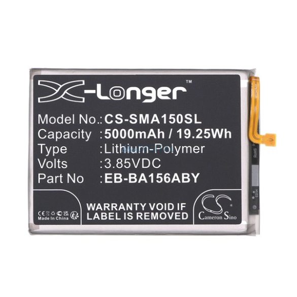 CAMERON SINO Li-Polymer akku (3.85V / 5000mAh, Samsung EB-BA156ABY kompatibilis) FEKETE Samsung Galaxy A15 5G (SM-A156), Galaxy A15 4G (SM-A155)