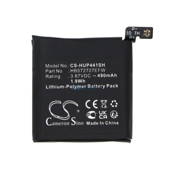 CAMERON SINO Li-Polymer akku (3.87V / 490mAh, Huawei HB572727EFW kompatibilis) FEKETE Huawei Watch GT 4 41mm