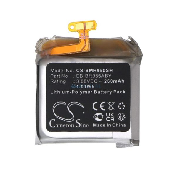 CAMERON SINO Li-Polymer akku (3.88V / 260mAh, Samsung EB-BR955ABY kompatibilis) FEKETE Samsung Galaxy Watch 6 Classic 43mm (SM-R950)